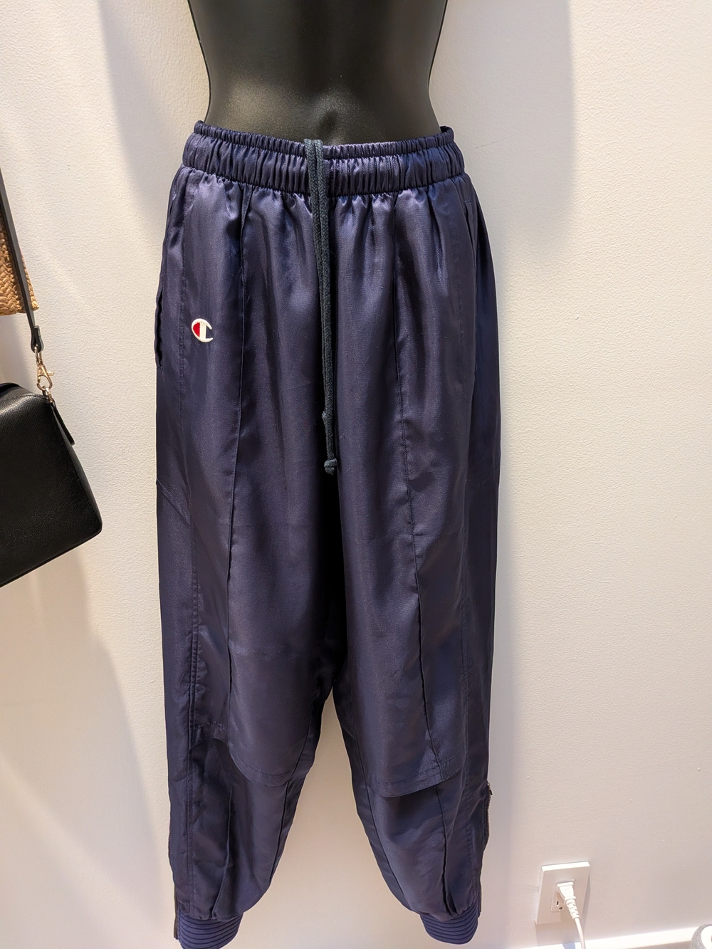 Champion Men’s Navy Blue Satin Joggers with Drawstring